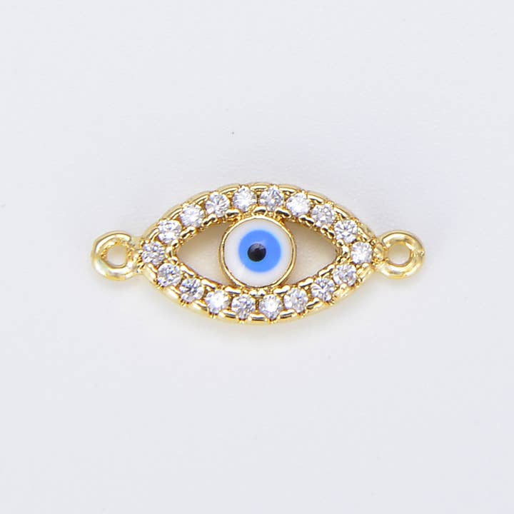18K Gold Filled Evil Eye CZ Micro Pave Connector, CN407 for wholesale by Beads Creation