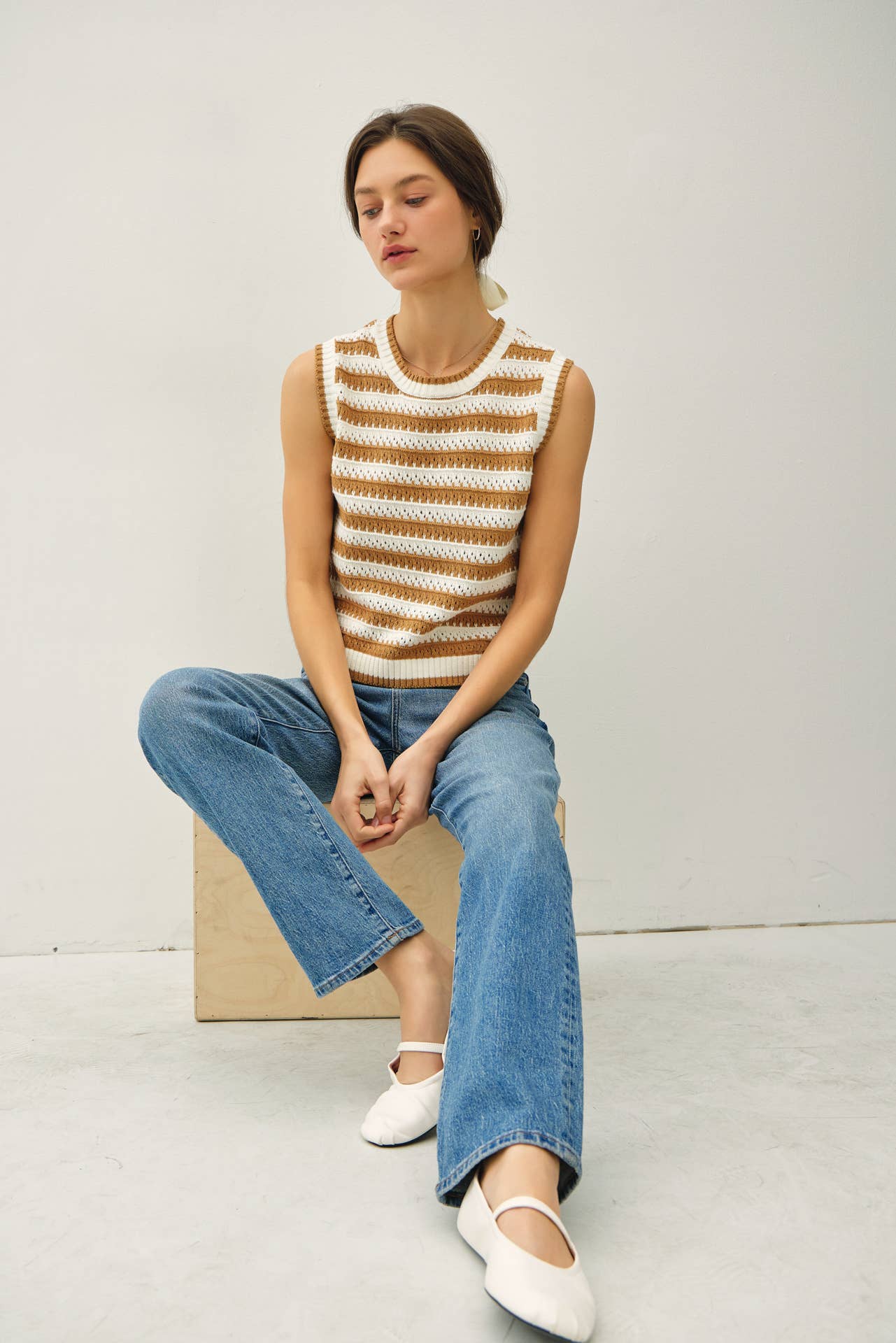 Be Cool - Wholesale Tank Top - Women's - POINTELLE CHUNKY KNIT STRIPED TANK TOP 8