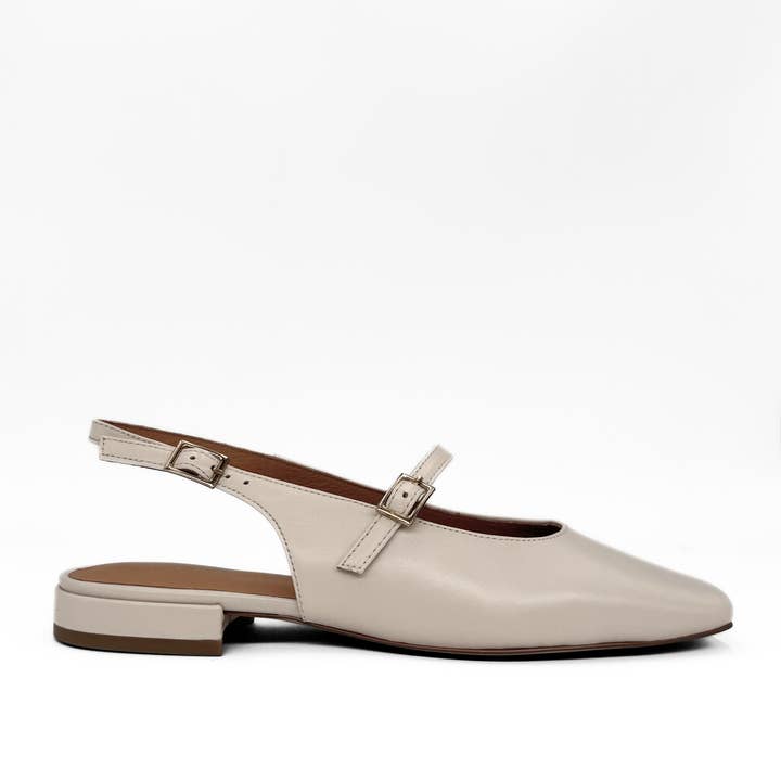 Athena Off White Mary Jane Læder Flats for engroshandel hos Amie Rafa
