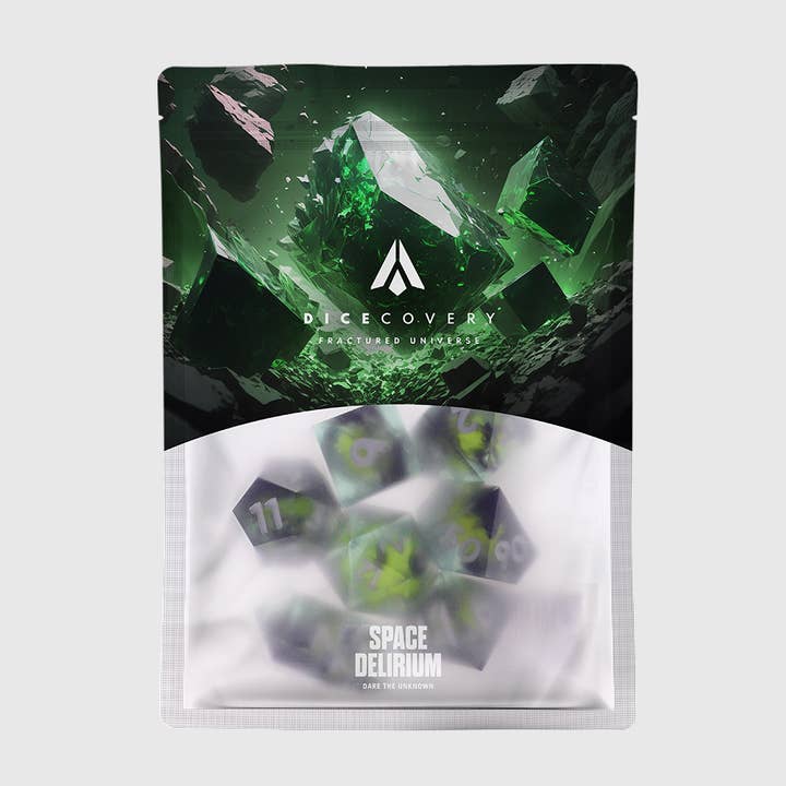 RPG DICE SET - GLOW IN THE DARK - THE FALLEN pour la vente par SPACE DELIRIUM