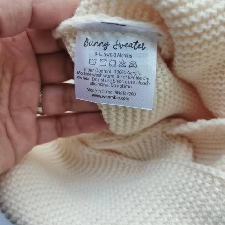 Woombie - Wholesale Swaddle - Baby - Woombie Bunny Sweaters, 0-3 Months5