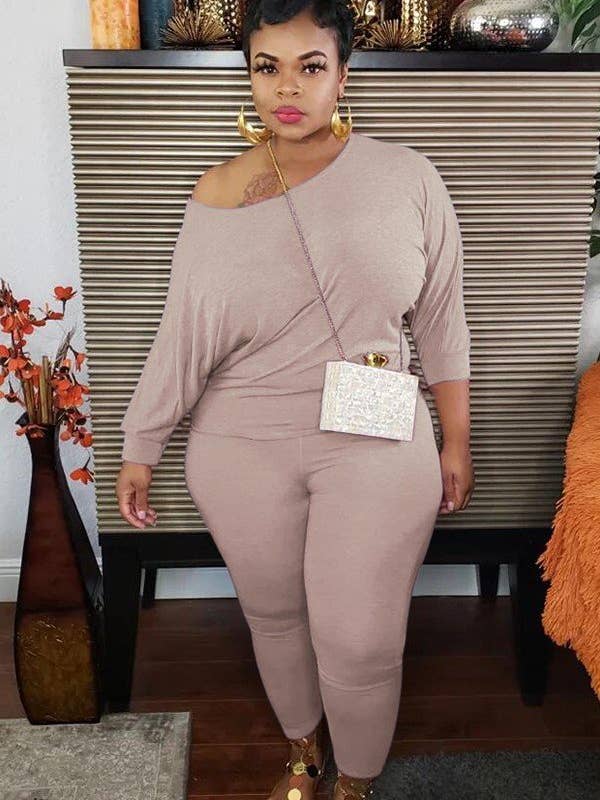 Aria Romance - Wholesale Top & Pant Set (NOT Loungewear) - Women's - Sexy Casual Fashion Off-Shoulder Two-Piece Club Outfit