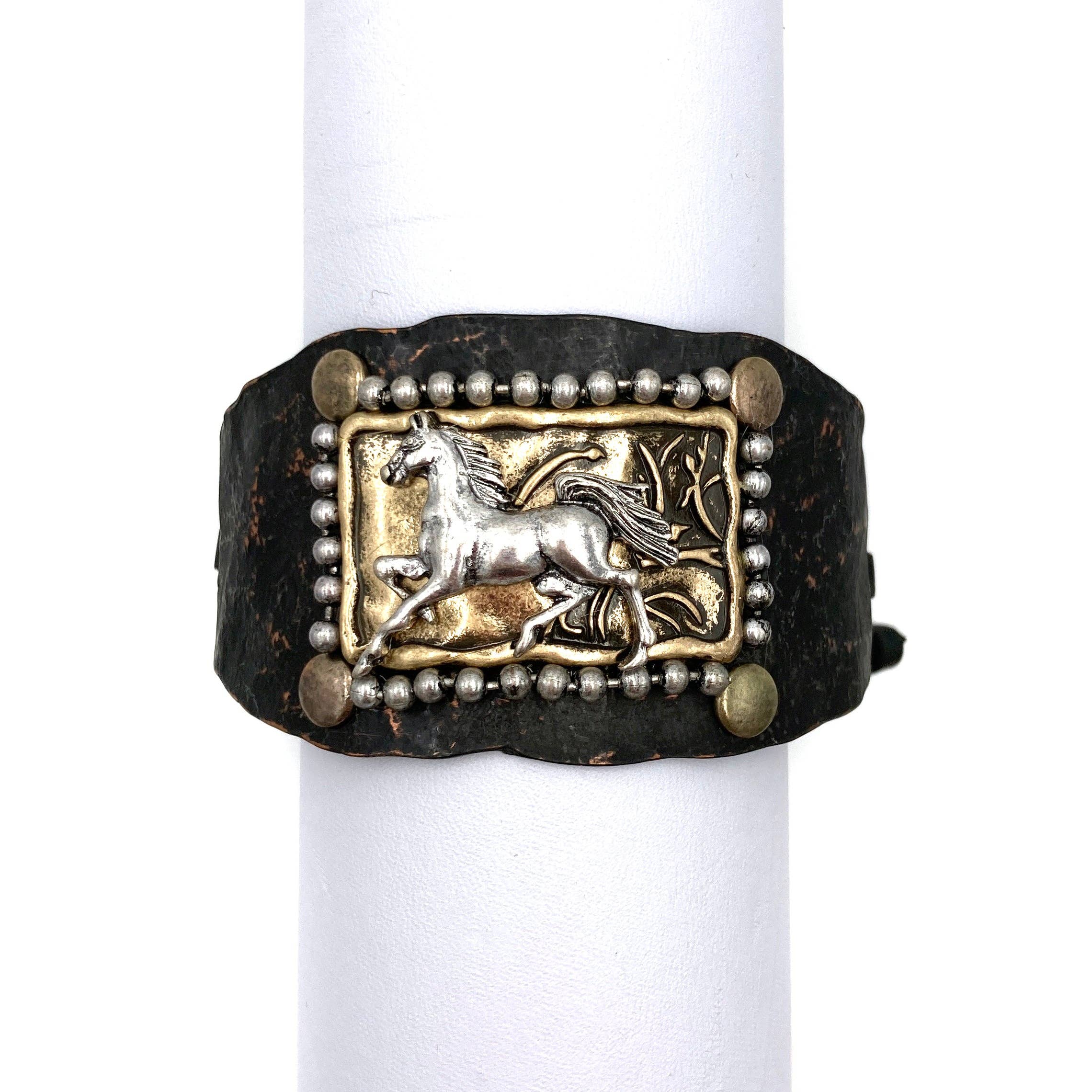 Lunar Deer - Wholesale Cuff Bracelet - Horse Cantering Western Bracelet Cuff0