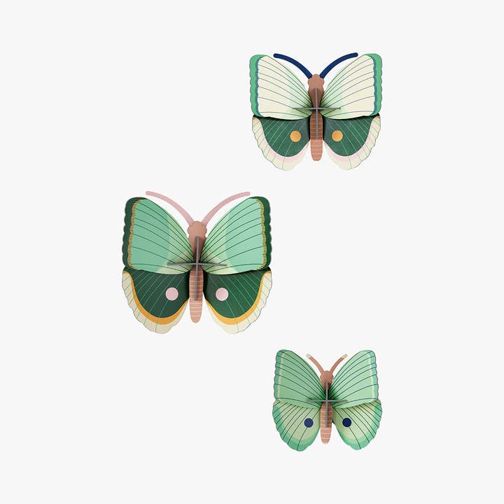 Studio Roof - Wholesale Wall Accent - Fern Striped Butterflies, set of 3