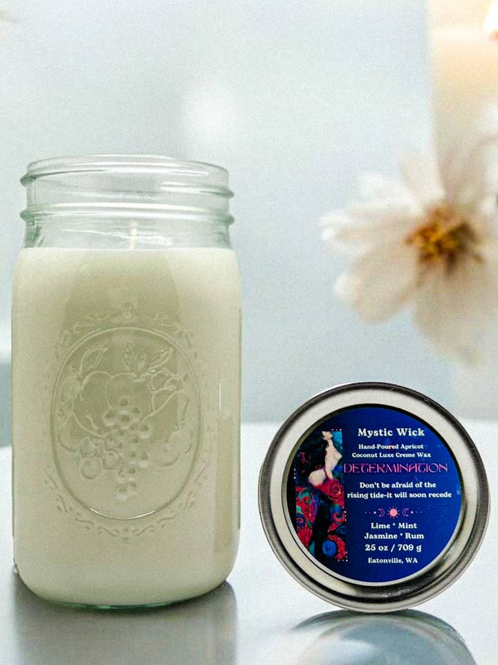 Mint Mojito - (bestämning) Aprikos/kokosvax - Mason Jar Candle 25 oz. för wholesale av Mystic Wick LLC