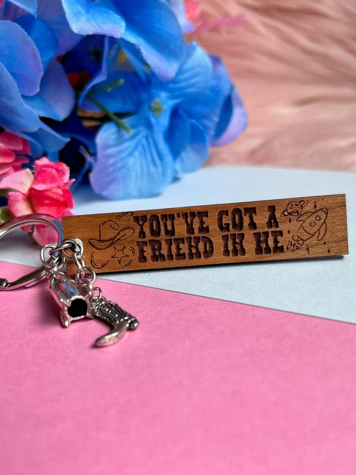 Friend in me Wood Keychain for wholesale by Alicia's Wonderland