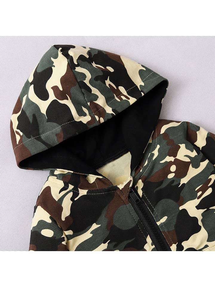 Fennco Styles - Vendita all'ingrosso Completo top e pantaloni - Neonati - Giacca e pantaloni camouflage per neonati con cappuccio3