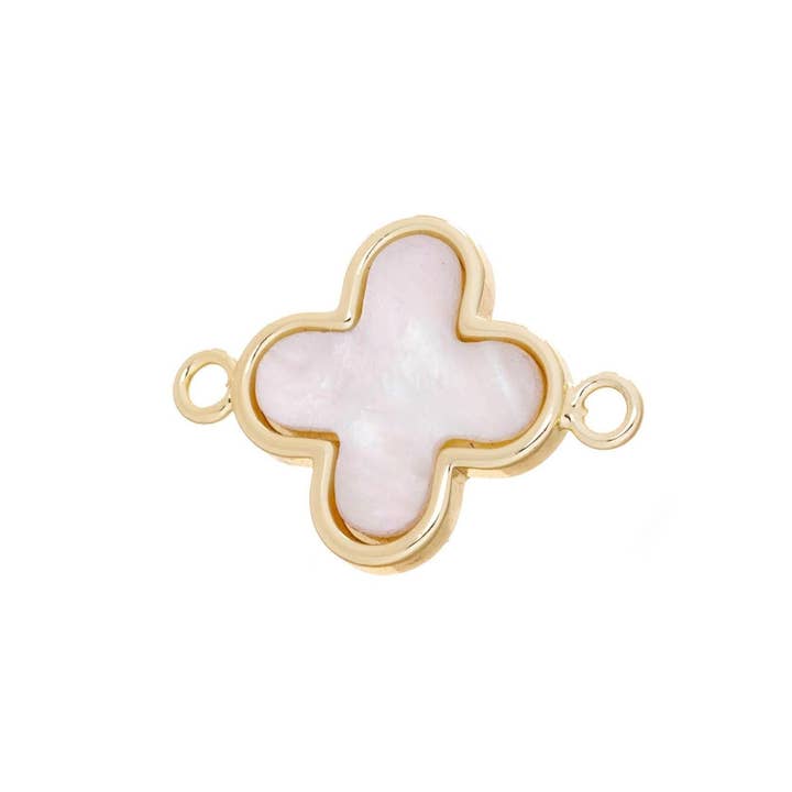 Mother of Pearl Four Leaf Clover Connector Charm,CNG155 for wholesale by Jewel Pledge