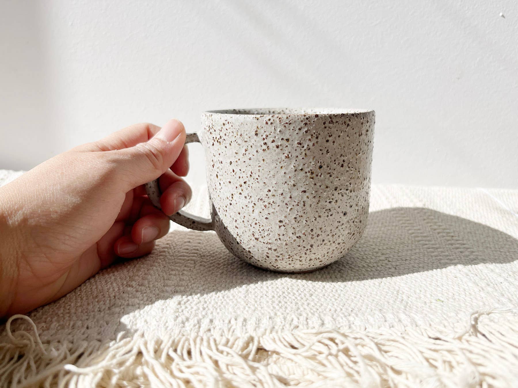 Eli.C Studio - Wholesale Coffee Mug - BESTSELLER White Rustic Speckled Handmade Ceramic Mug1