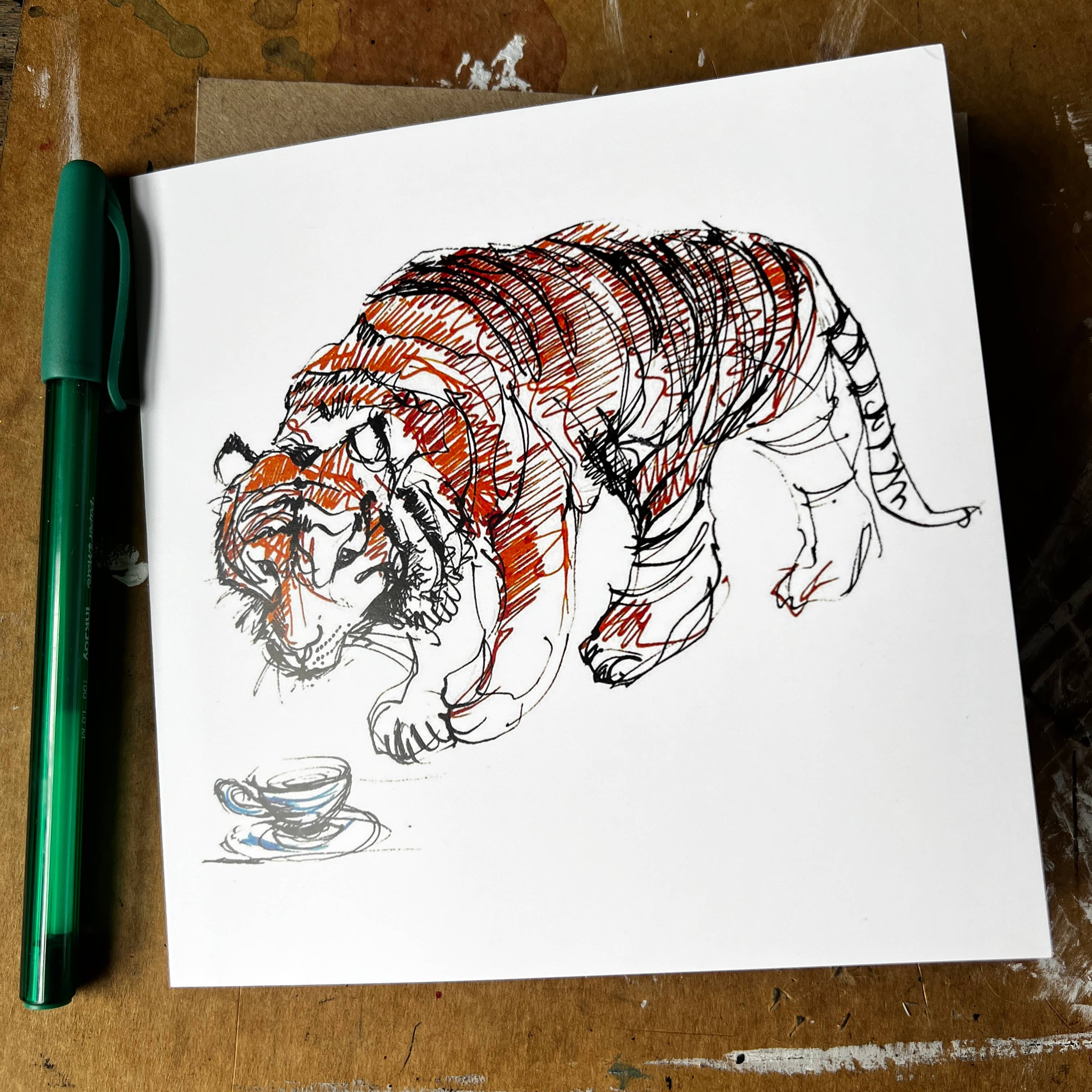 CreativeWithLine - Wholesale Everyday Greeting Card - The Tiger Who came For a Cup of Tea1