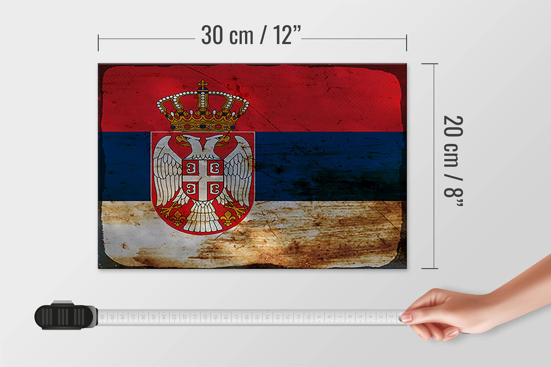 Femer - Wholesale Sign - Flag of Serbia Rust Wooden Sign 30x20cm3