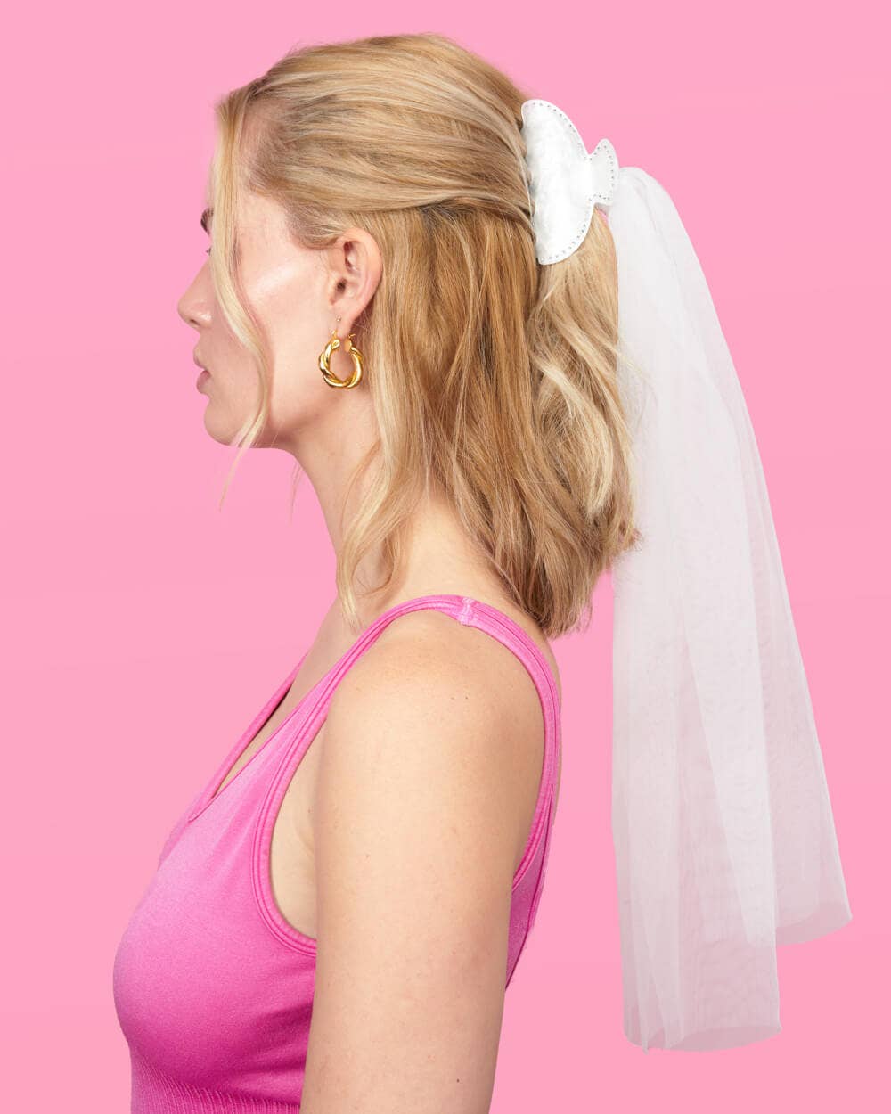 xo, Fetti - Wholesale Hair Clip - Women's - Bachelorette Party Veil Claw Clip, Bride Gift, Accessory