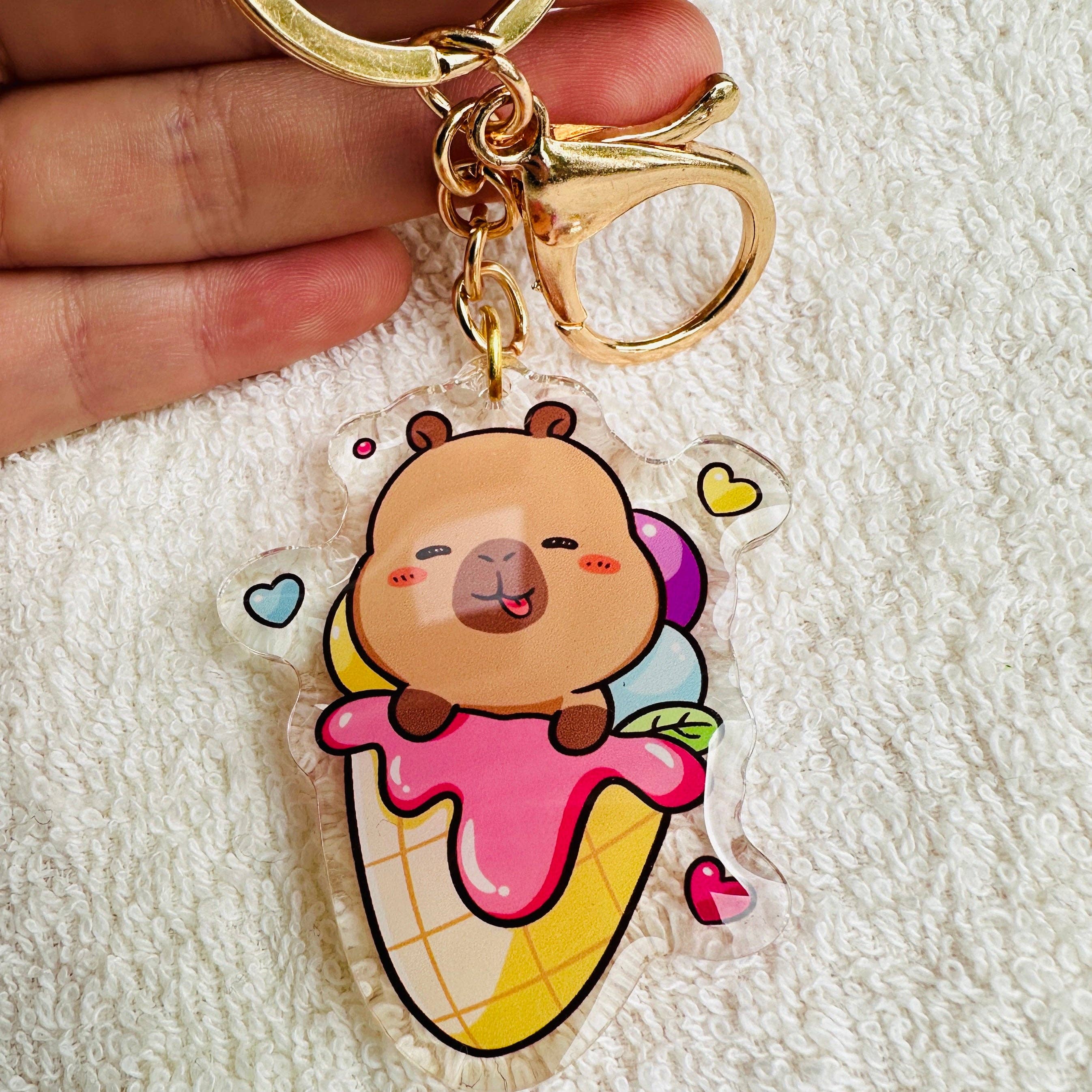 CapyFun - Wholesale Keychain - Women's - Capybara Acrylic Keychain Cute Kawaii Dumpling Boba Tea Coffee Ice Cream Reading Orange Ramen Foodie Hot Pot Holiday Gift For Her12