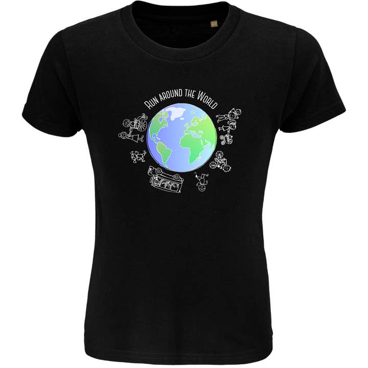 Run around the world - camicia biologica per bambini per la vendita all'ingrosso da parte di Südtiroler Stiebele