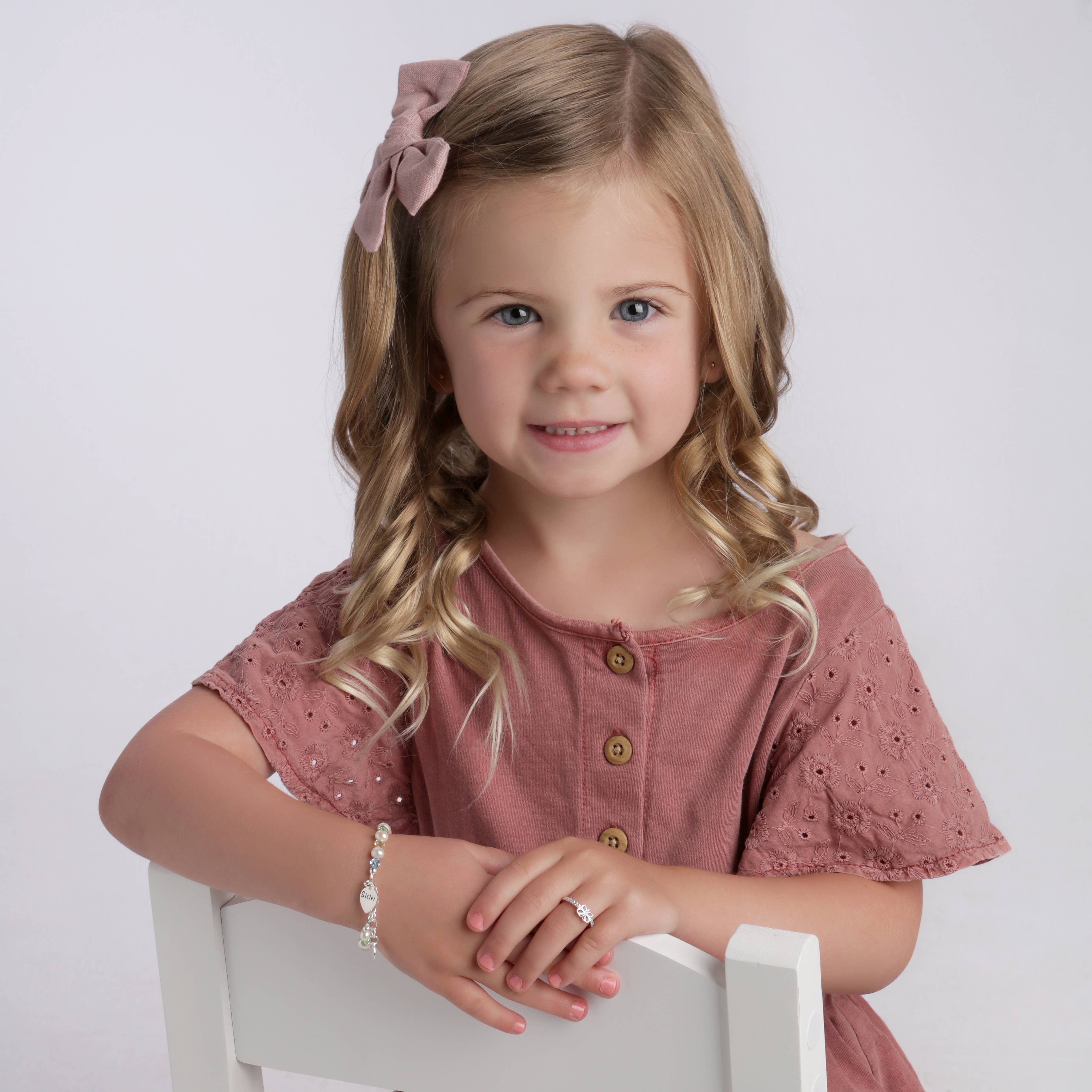 Cherished Moments - Wholesale Band/Stacked Ring - Kids Sterling Silver Pink Butterfly Baby Ring with CZs4