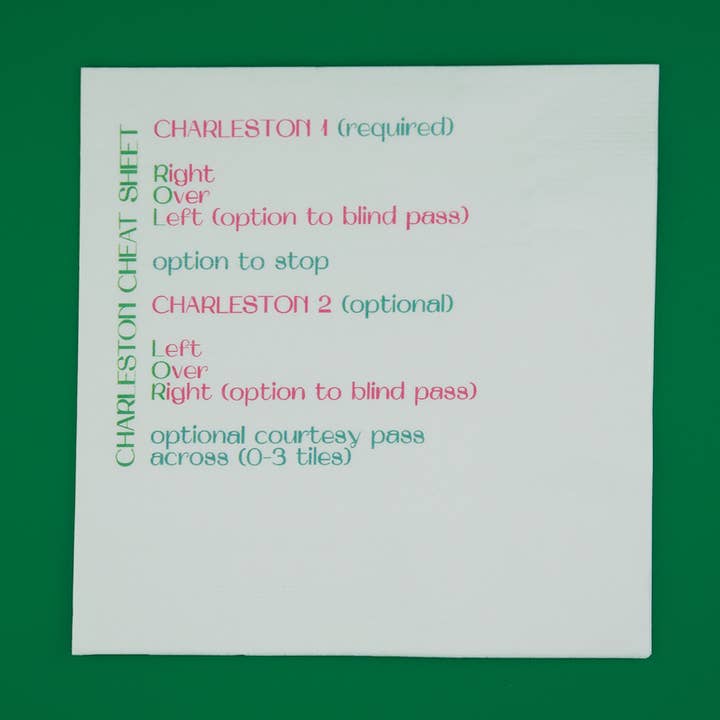 Mahjong Beverage Napkins (Charleston Cheat Sheet) for wholesale by bits & bobs nashville