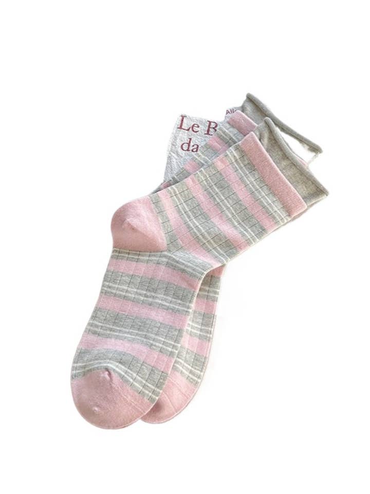 Funkyrel® Atzbranding Limited - Wholesale Socks – Women's - Rufia - Stripe Color-Block Mid-Calf Capsule Socks3