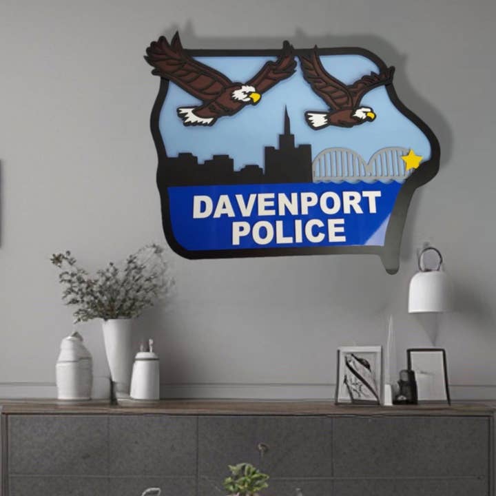 Écusson de la police de Davenport pour la vente par Premier Metal Art