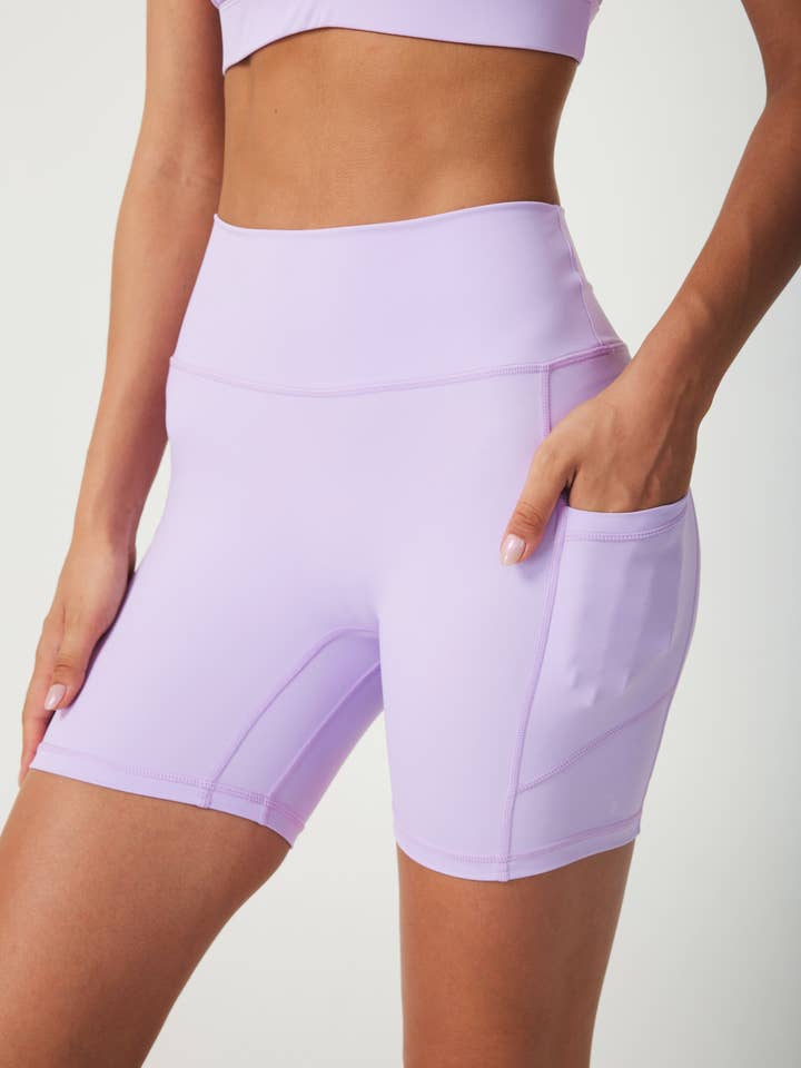 Premium Soft Quick Dry High-waisted yoga shorts-Side Pockets for wholesale by SILVERWIND