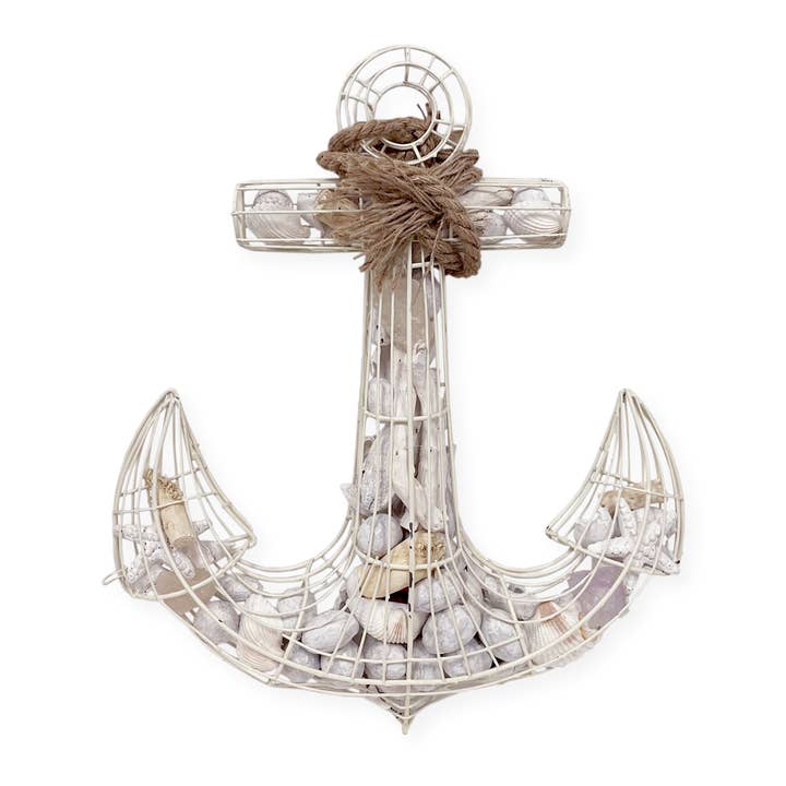 Andaluca – wholesale Wall Accent – Whitewashed Coastal Scented Potpourri Anchor Wire Decor2