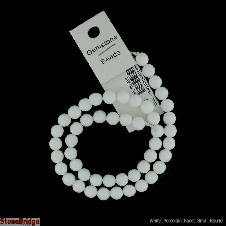 Stonebridge Imports - Wholesale Beads - White Porcelain Faceted - Round Strand 15" - 4mm