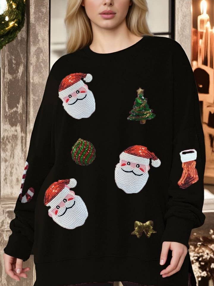 CWTBLL01239_SEQUIN CHRISTMAS LONG SLEEVE CASUAL SWEATSHIRT for wholesale by NINEXIS