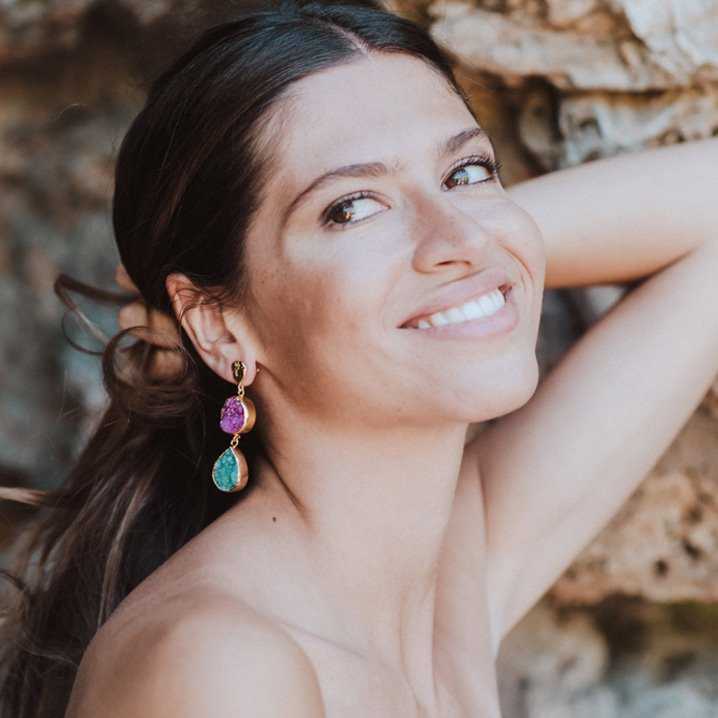 ACUS - Wholesale Dangle Earrings - Acanthus Fuchsia and Green Earrings3