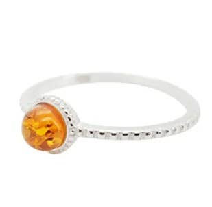Amberman - Wholesale Single Stone/Solitaire Ring - Cognac Amber Sterling Silver Ring2