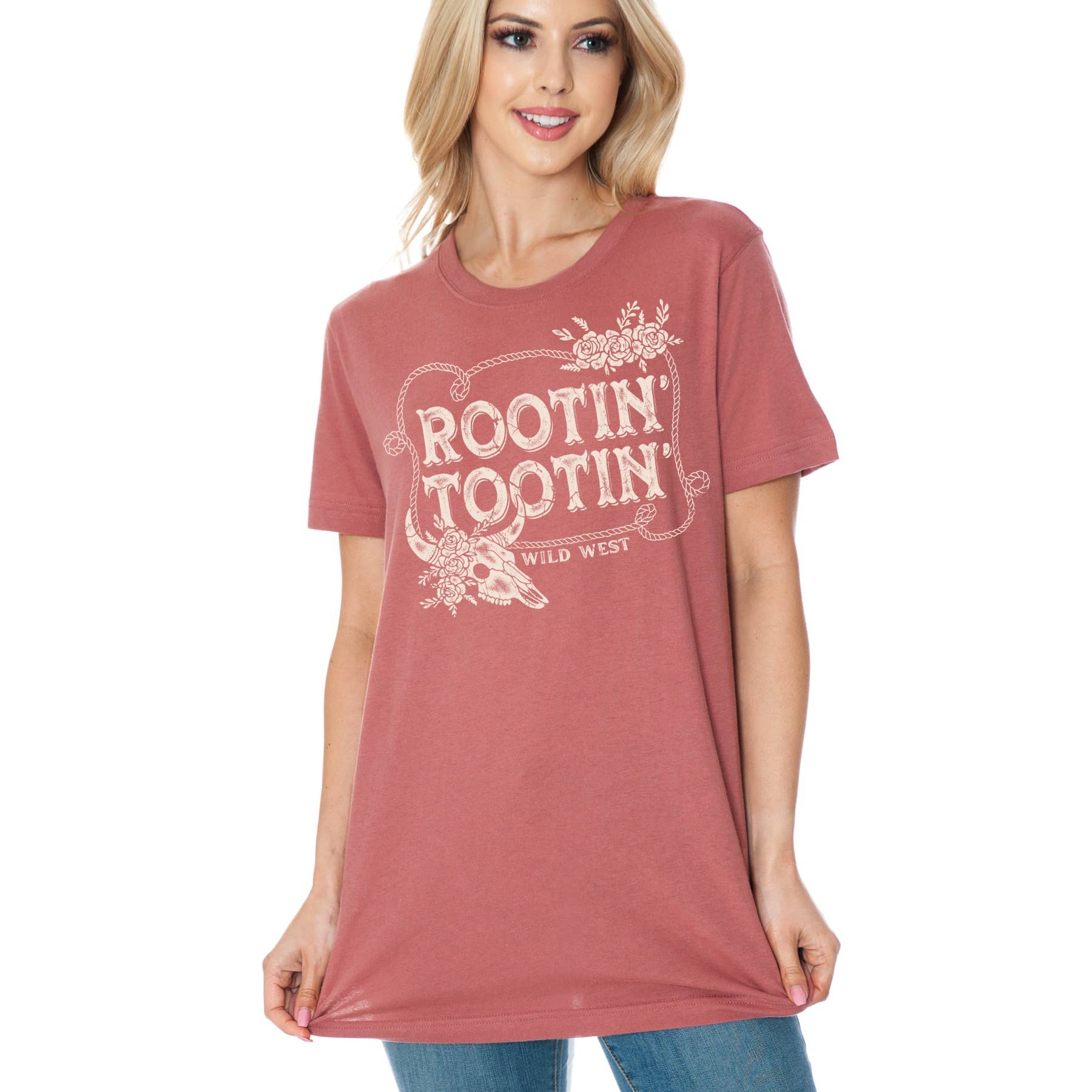 Amused by Blue - Wholesale T-Shirt (Graphic) - Women's - Rootin Tootin Wild West Short Sleeve T Shirt4