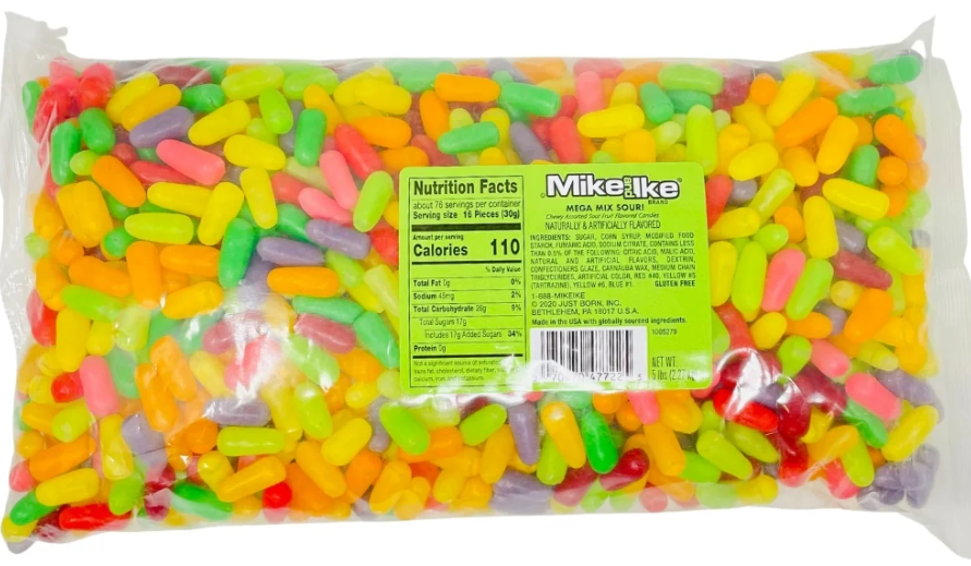 iSweet.ca - Vendita all'ingrosso Caramelle gommose - Mike & Ike Sour Mega Mix 5lb X 1 Sacchetto0