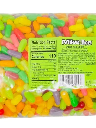 Mike & Ike Sour Mega Mix 5lb X 1 Sac pour la vente par iSweet.ca