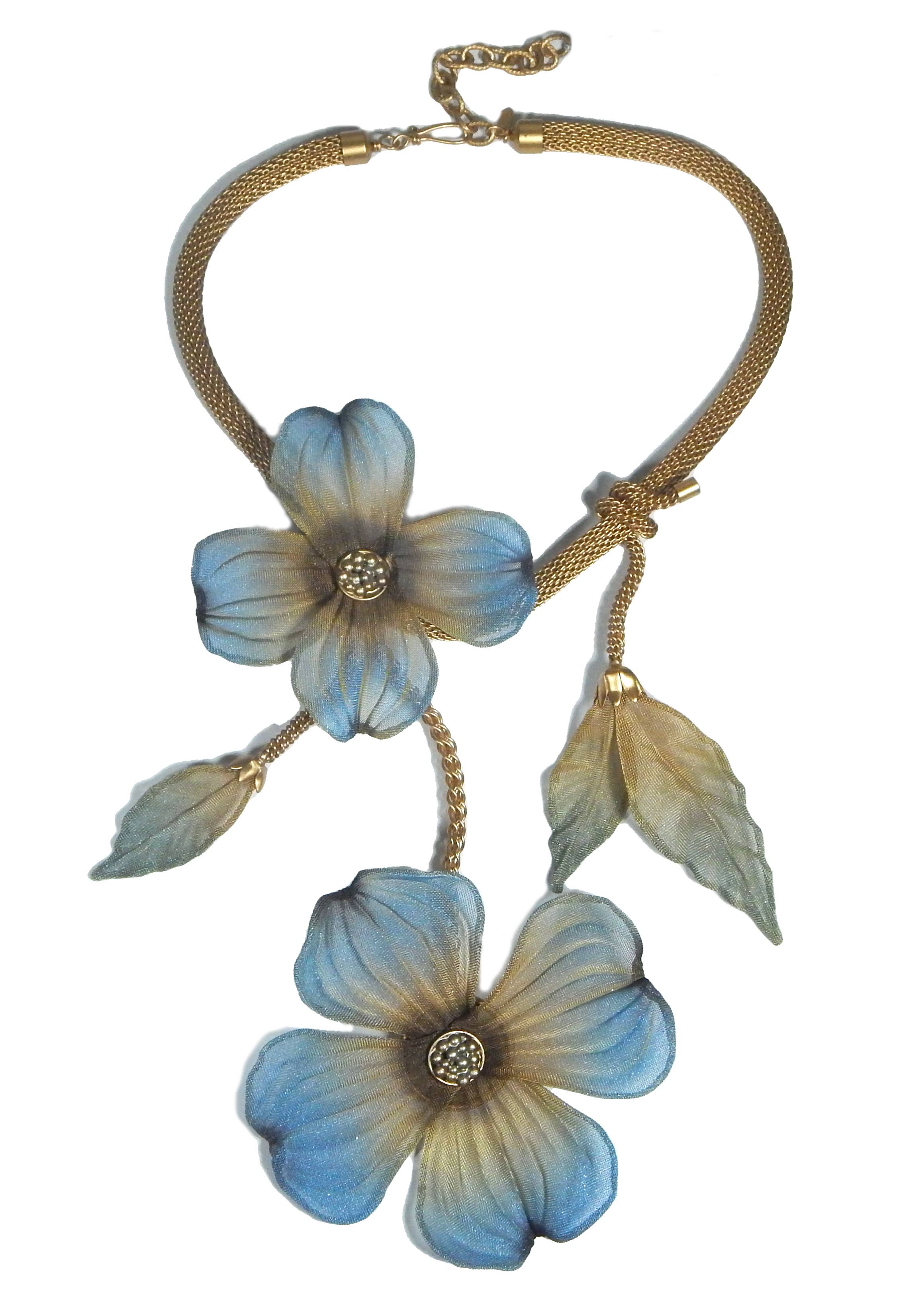 Sarah Cavender Metalworks - Wholesale Pendant/Charm Necklace - 24" Sculpted Double Dogwood Bloom Necklace10
