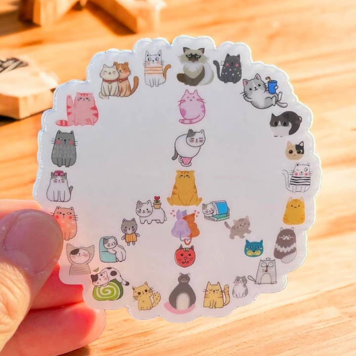 Cat Peace Sign Sticker for wholesale by Artsy Fartsy
