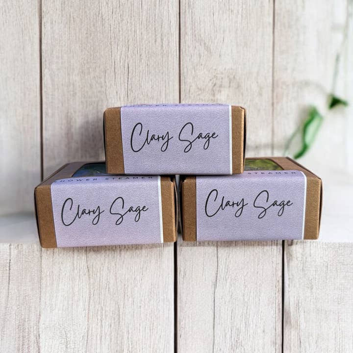 Clary Sage Self-Care shower Steamer With Mindful Affirmation for wholesale by Bath Affections LLC