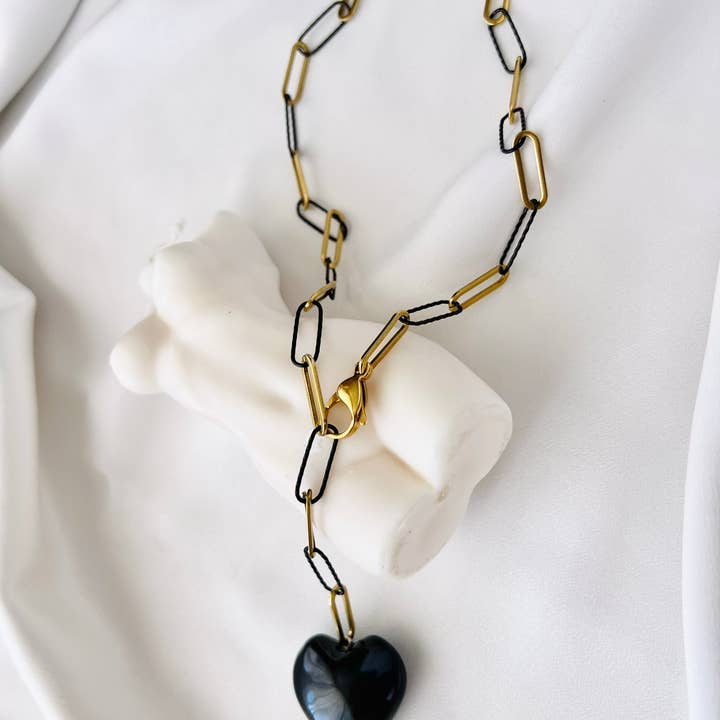 Goupi - Wholesale Pendant/Charm Necklace - Gold and black chain charm necklaces