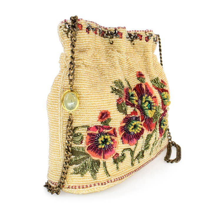 Mary Frances Accessories - Wholesale Crossbody Bag - Women's - In the Wild Mini Beaded Bucket Flowers Crossbody Handbag