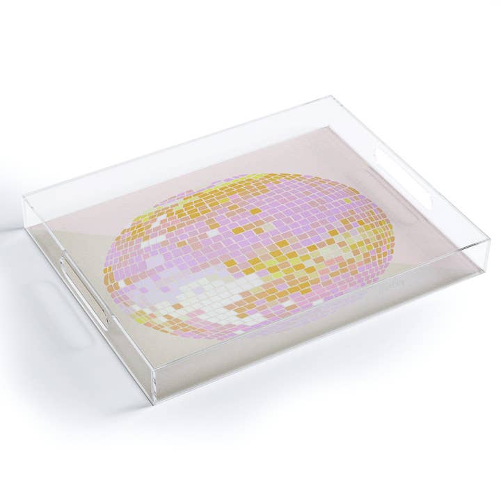 Cat Coquillette Disco Ball Peach Acrylic Tray for wholesale by Deny Designs