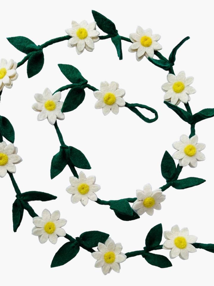 Guirlande florale en feutre de 60 po, crème Daisy pour la vente par Giftsland