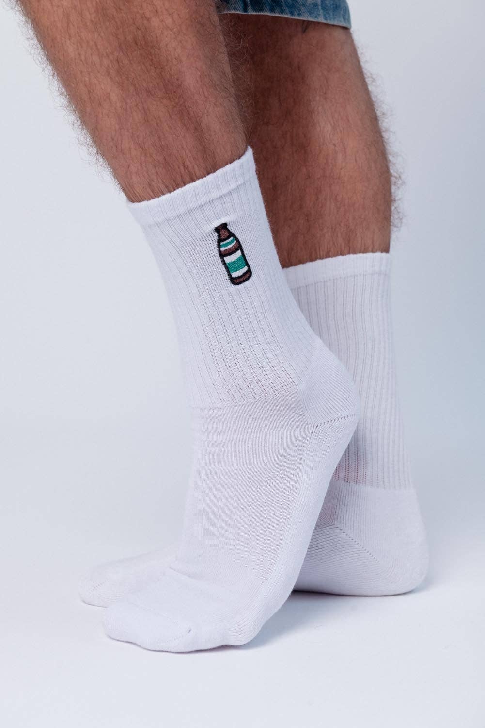 white Light | Embroidered organic cotton socks for wholesale on Faire9