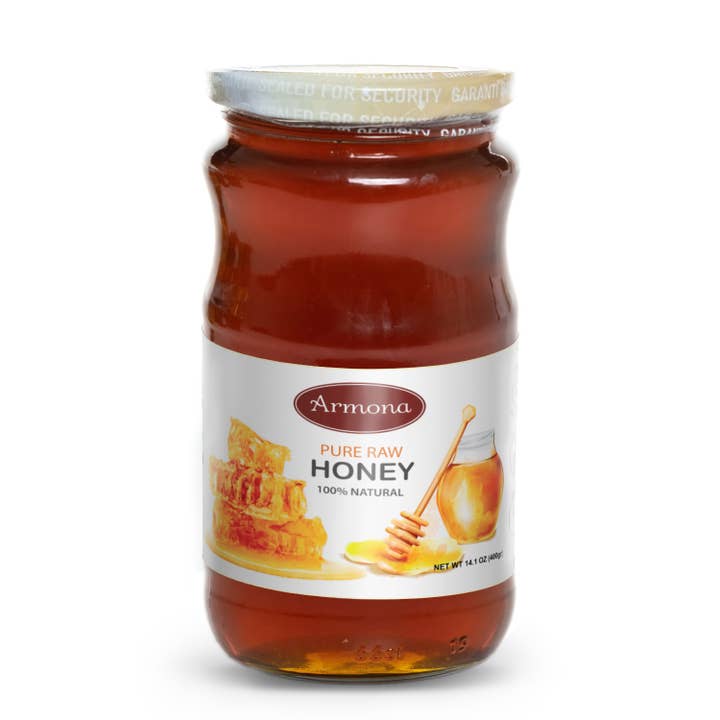 Armona Pure Raw Honey Glass Jar 14.1oz (400gr) - All Natural for wholesale by Rafana