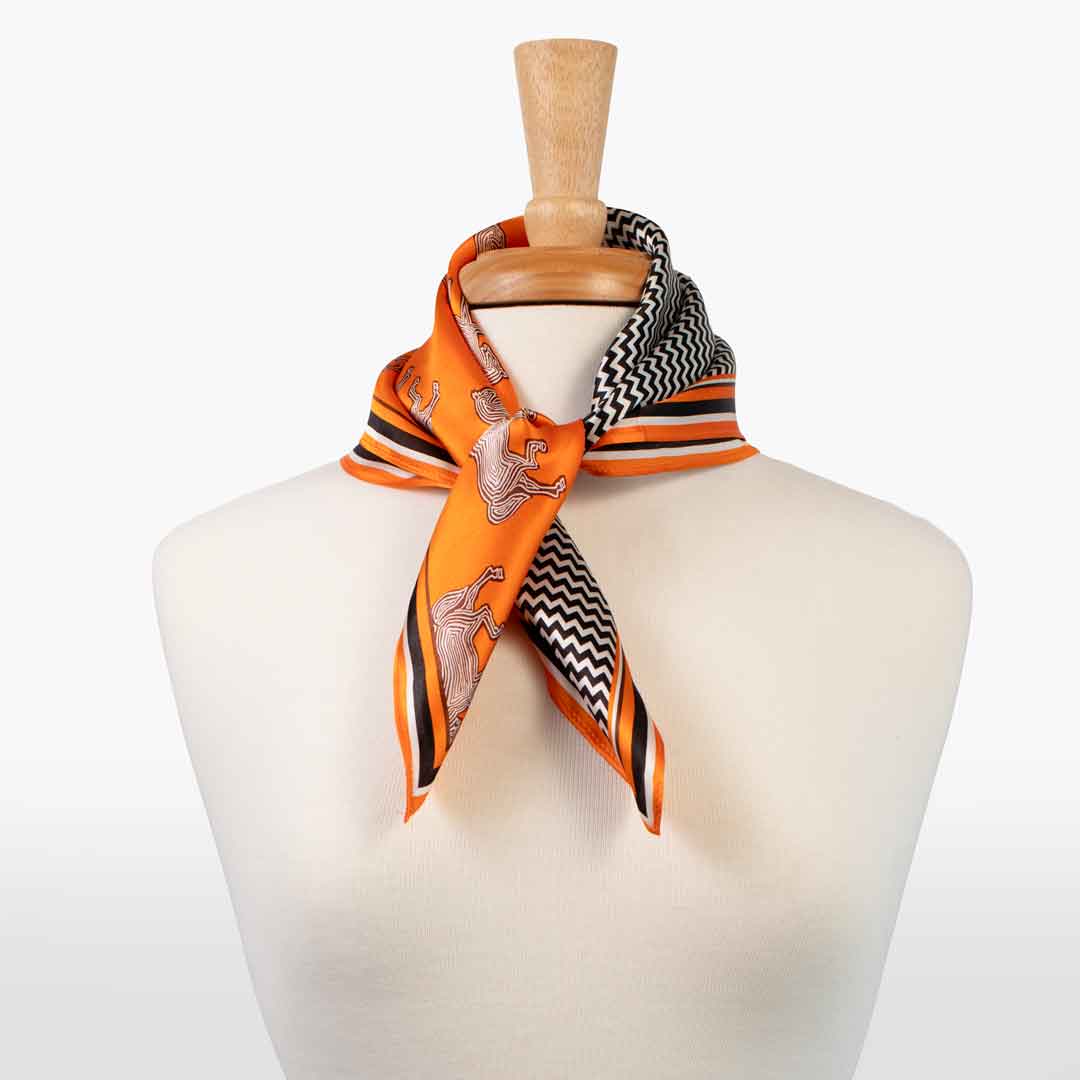 URBAN-EQUESTRIAN - Wholesale Scarf - Women's - Manon - Stylized Equestrian Scarf in Tangerine