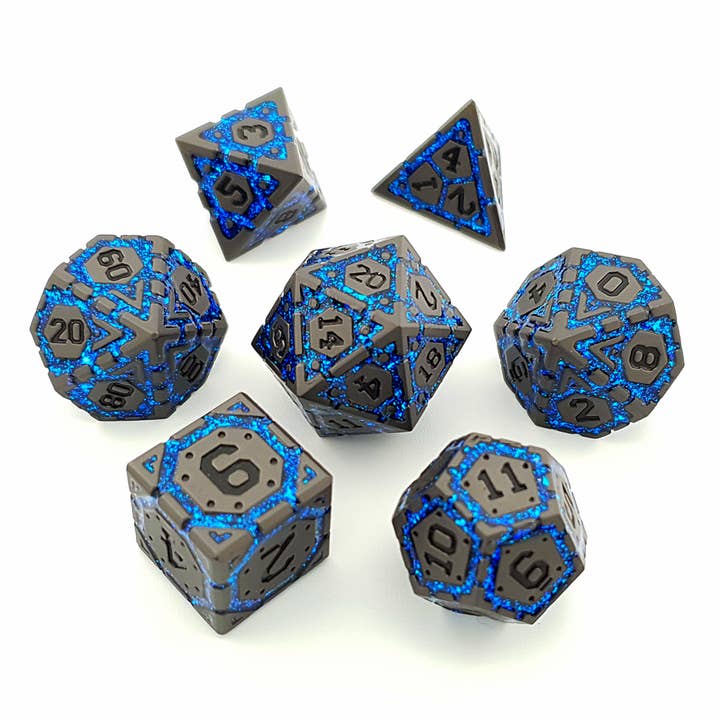 Tabletop Dominion Limited - Wholesale Dice - Cerulean Sigil | Solid Metal Dice | 7 Piece Set