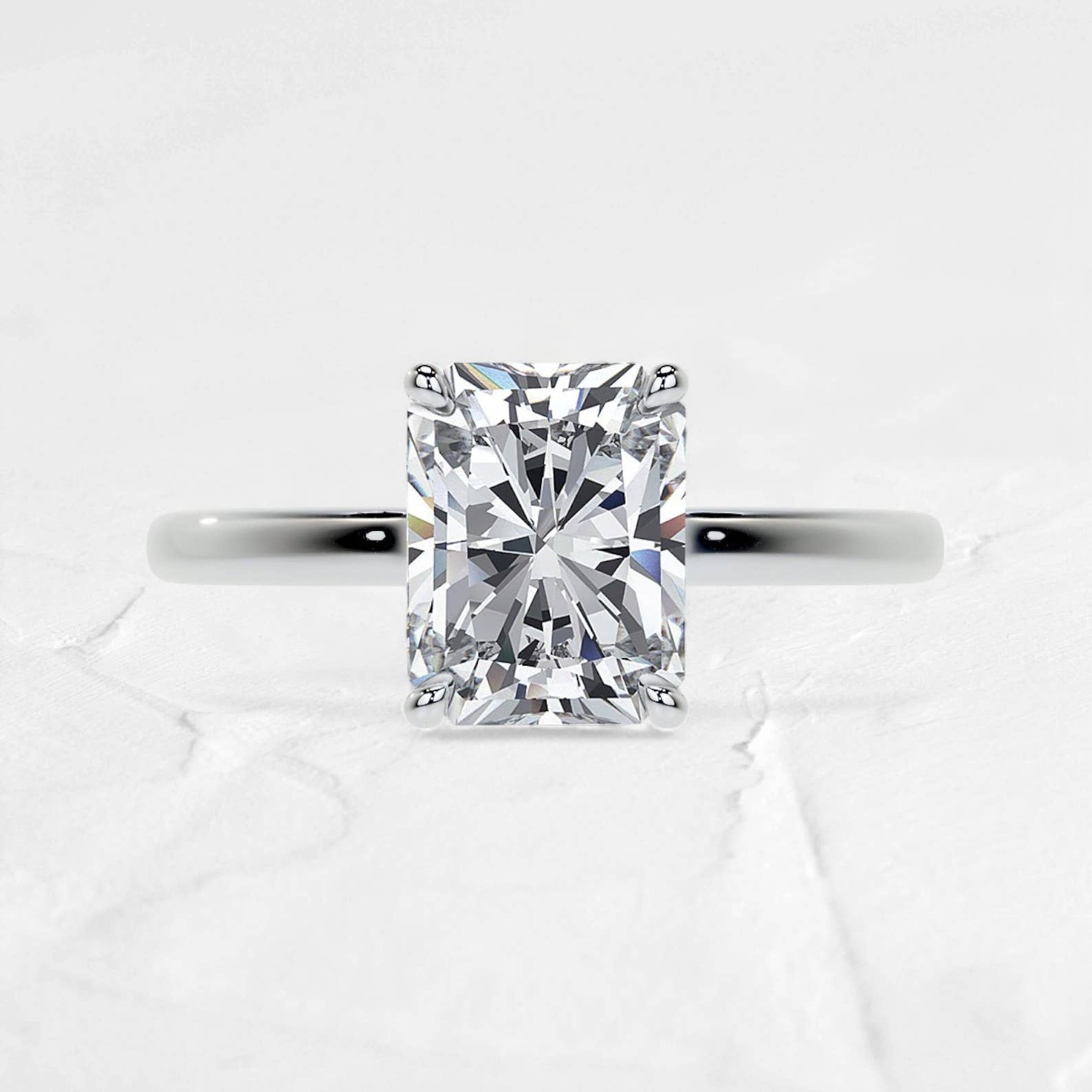 DJOYR - Wholesale Engagement Ring - 2.5CT Hidden Halo Radiant cut Moissanite Ring in 925 Silver