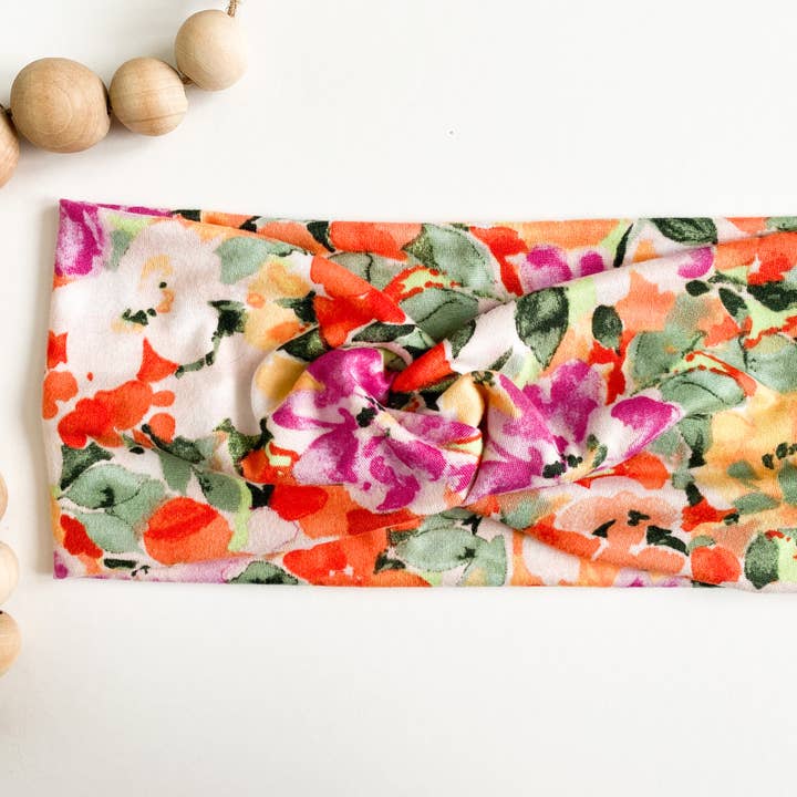 Macie & Me - Wholesale Fashion Headband - Baby - Bright Floral Twist Headband