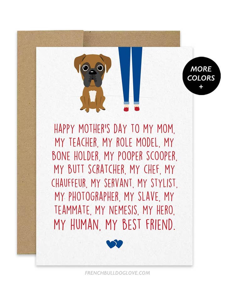 Mom Servant - Boxer Mother's Day Card for wholesale by French Bulldog Love