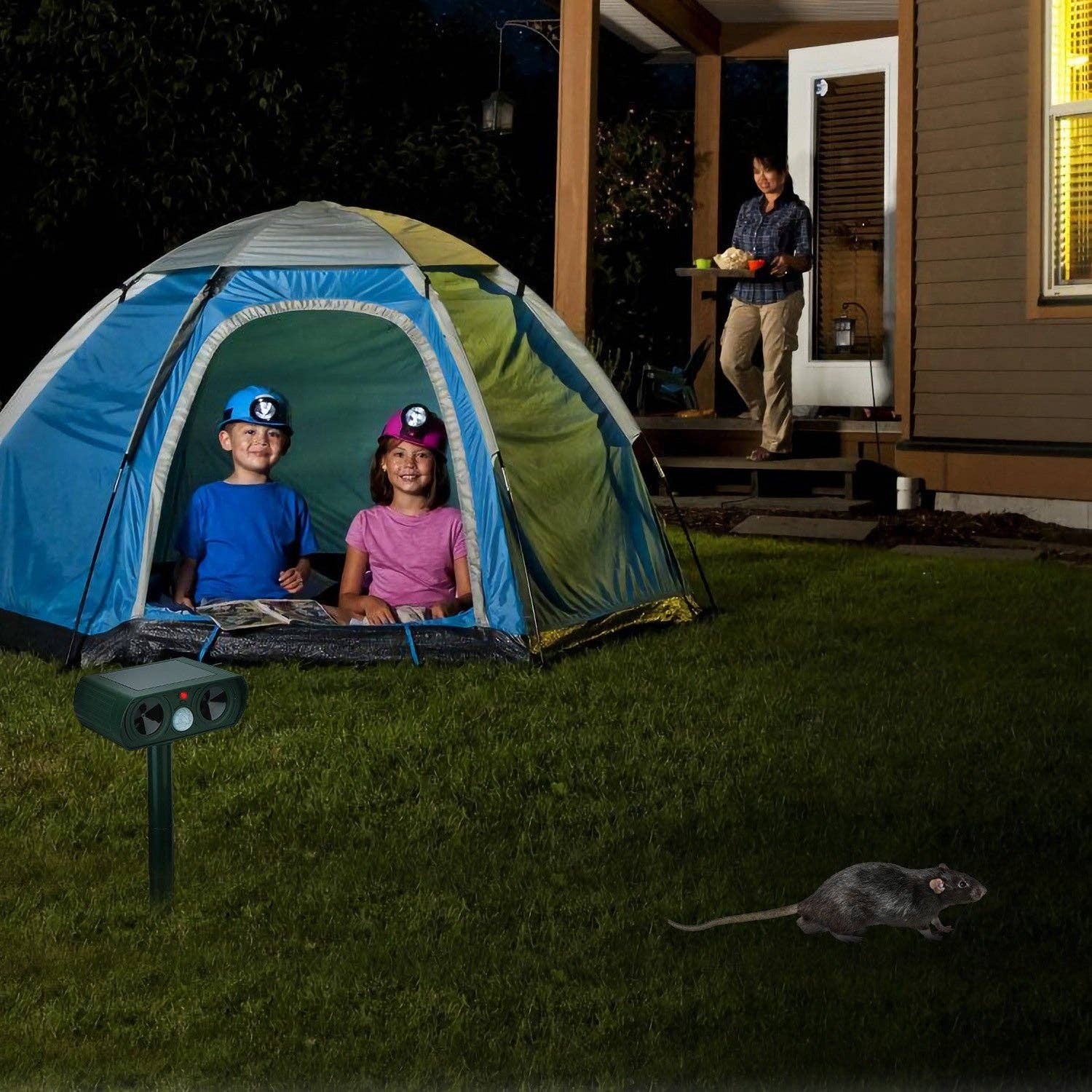 Green Ultrasonic Animal Repeller Solar Powered Motion Sensor Repellent IPX4 Waterproof Outdoor For Farm Garden Yard Repelling Deer Raccoon Cat Dog Rabbit Squirrel Bird for wholesale on Faire7