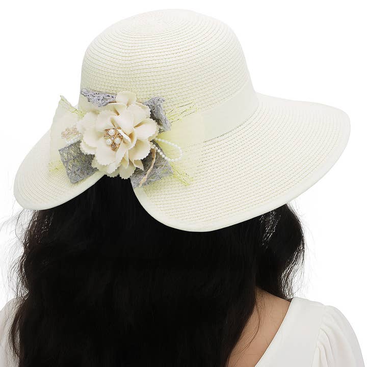 Assorted Floral Fascinator Floppy Paper Straw Sun Hat for wholesale on Faire4