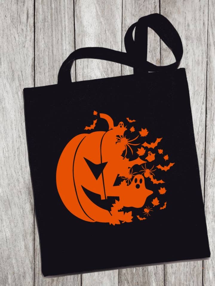 Sac d'épicerie/sac fourre-tout réutilisable - « citrouille d'Halloween » pour la vente par Witchwood Bags