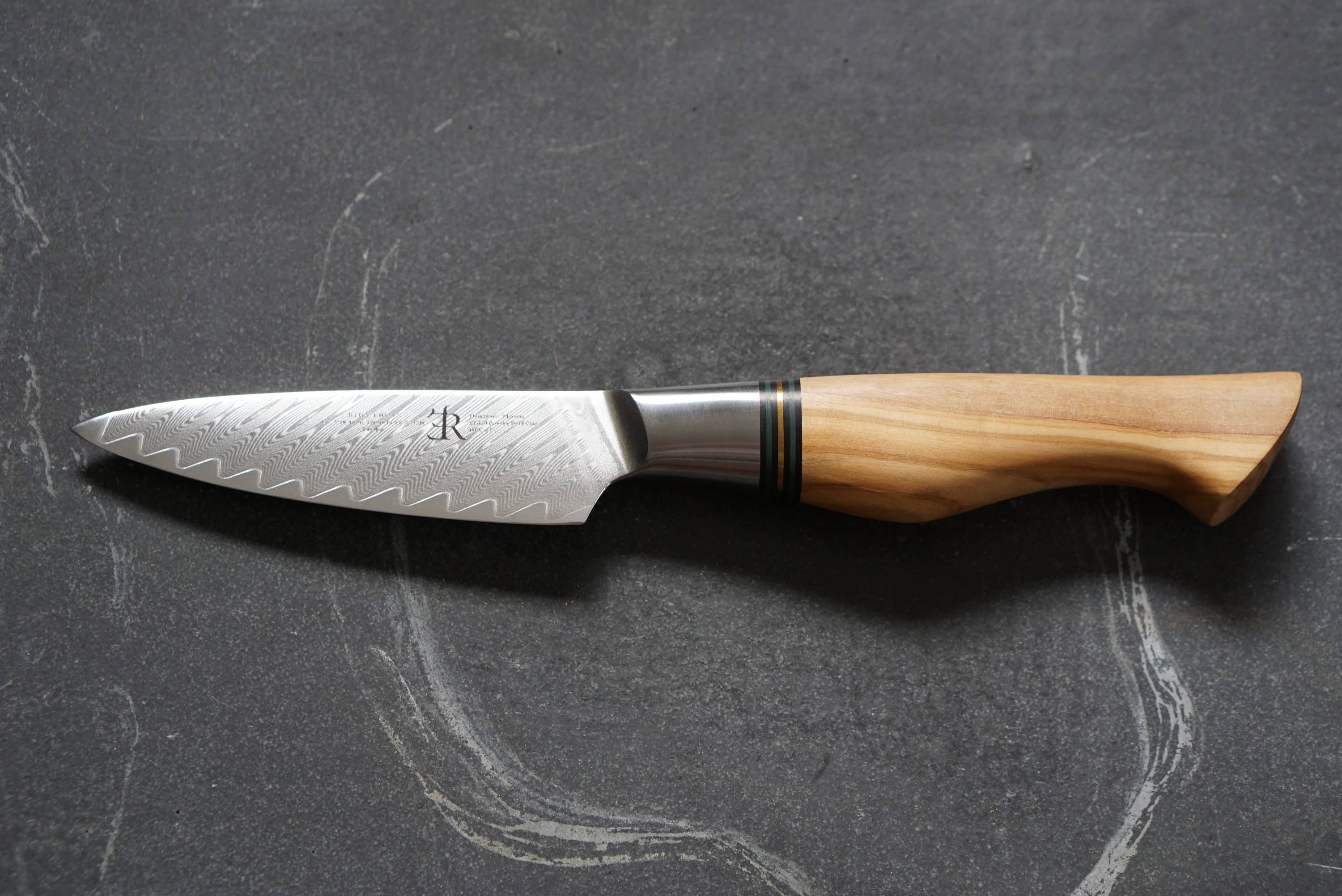 Ryda Knives – Engroshandel Køkkenkniv – Ryda Knives ST650 damask parringkniv 9 cm Nakiri0