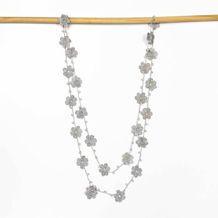 Silk Wool and Bijoux - Wholesale Scarf - Women's - Pansies OYA Scarf Necklace10